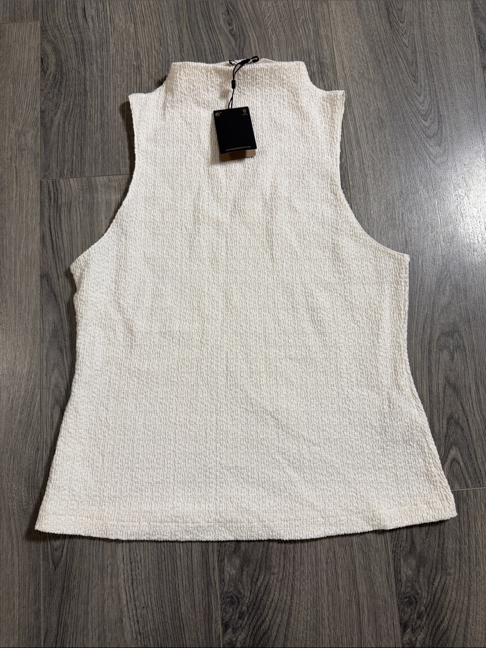 Massimo Dutti Cream Textured Mock Neck Tank